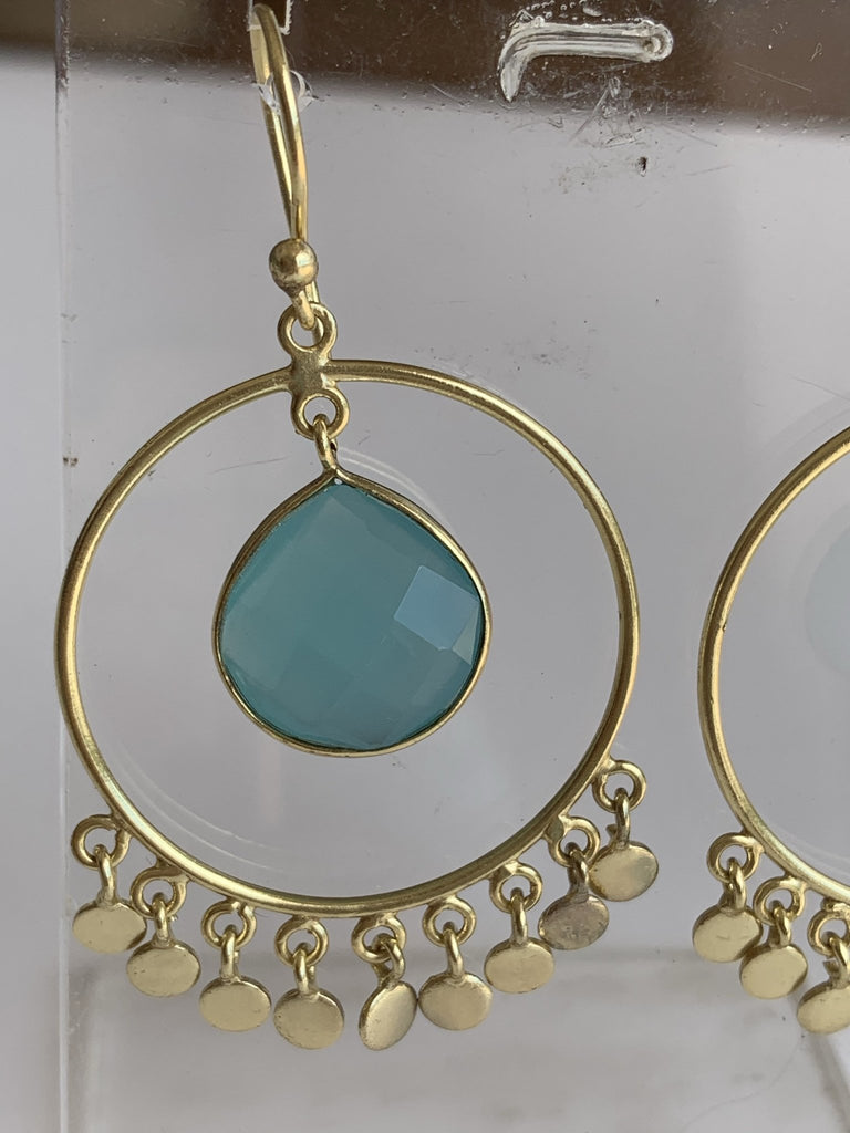 Aquamarin gemstone designer earrings -  AUROBELLE  IBIZA