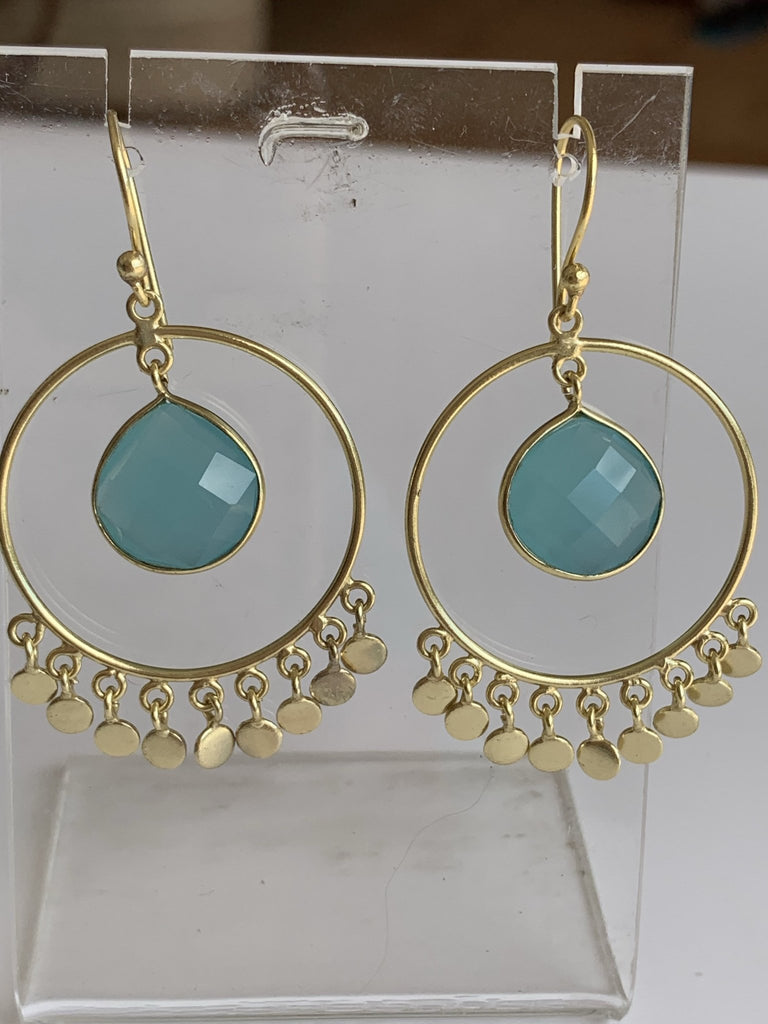 Aquamarin gemstone designer earrings -  AUROBELLE  IBIZA